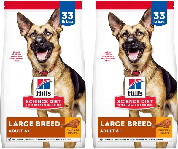 HILL S SCIENCE DIET Senior Adult 6 Large Breed Chicken Meal Barley Rice Dry Dog Food 33 lb bag bundle of 2 Chewy