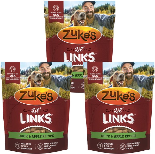 Zuke's Lil' Links Sausage-Style Real Meat, Duck & Apple Recipe Gluten-Free Adult Soft & Chewy Dog Treats, 6-oz bag
