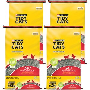 Tidy Cats 24/7 Performance Scented Non-Clumping Clay Cat Litter, 40-lb bag, bundle of 4