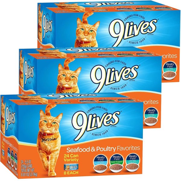 9 Lives Seafood & Turkey Favorites Variety Pack Canned Cat Food