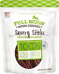 Full Moon Essential Duck 100% Human Grade Savory Sticks Dog Treats, 14-oz bag