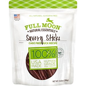 Full Moon Essential Duck 100% Human Grade Savory Sticks Dog Treats, 14-oz bag