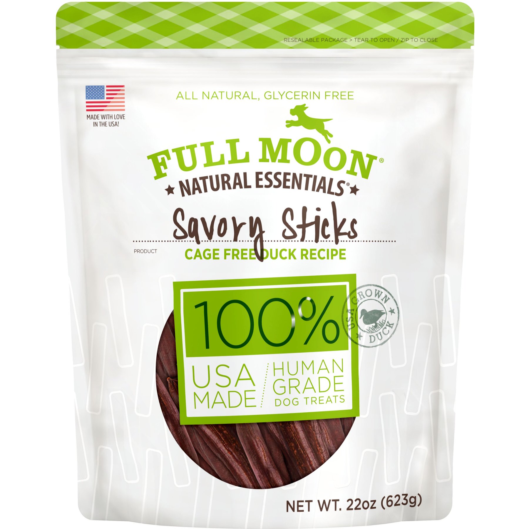 Full Moon Essential Duck 100% Human Grade Savory Sticks Dog Treats, 22-oz bag