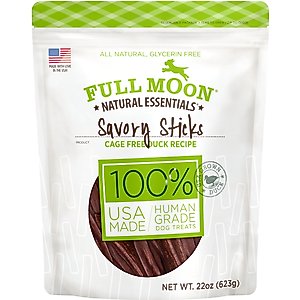 Full Moon Essential Duck 100% Human Grade Savory Sticks Dog Treats, 22-oz bag