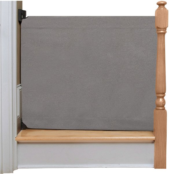 Discontinued THE STAIR BARRIER Wall to Banister Indoor Fabric Pet Gate Grey Wide Chewy