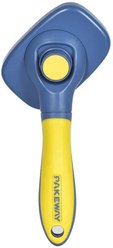 One for Pets Rotate-Pro Self-Cleaning Dog & Cat Slicker Brush, Navy/Yellow