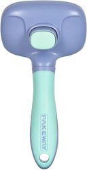 One for Pets Comfy-Pro Self-Cleaning Soft Pin Dog & Cat Slicker Brush, Purple/Blue