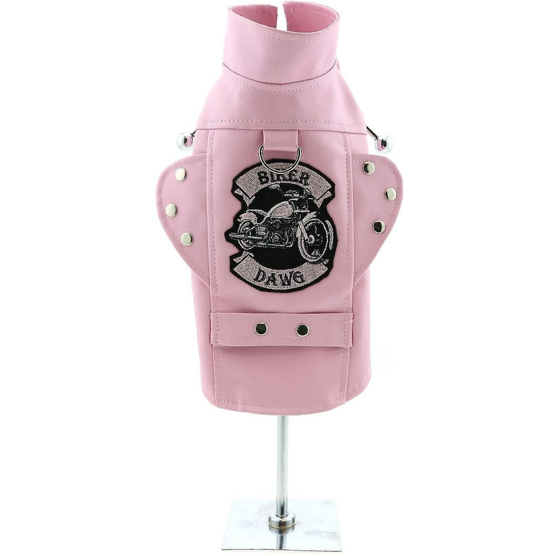 Doggie Design Biker Dawg Motorcycle Dog Jacket, Pink, X-Large