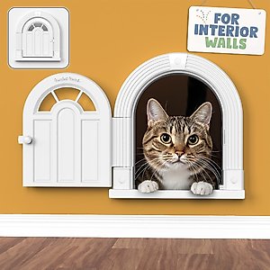 Purrfect Portal Wall Entry Meow Manor Plastic Interior Dog & Cat Door, White, Large