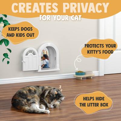 Show full view: Purrfect Portal Wall Entry Meow Manor Plastic Interior Cat Door, White, Large slide 2 of 7