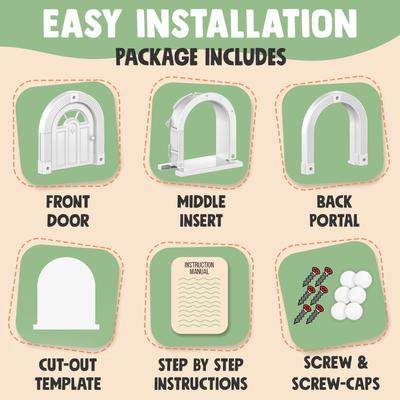 Show full view: Purrfect Portal Wall Entry Meow Manor Plastic Interior Cat Door, White, Large slide 5 of 7