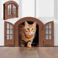 Purrfect Portal French Plastic Interior Cat Door, Brown, Large