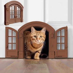 Purrfect Portal French Plastic Interior Cat Door, Brown, Large