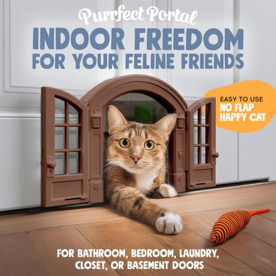 Show full view: Purrfect Portal French Plastic Interior Cat Door, Brown, Large slide 2 of 7