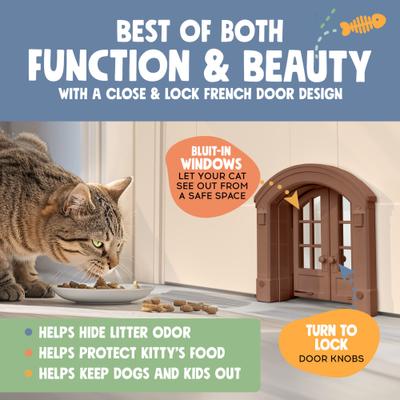 Show full view: Purrfect Portal French Plastic Interior Cat Door, Brown, Large slide 3 of 7