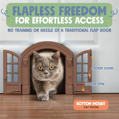 Show full view: Purrfect Portal French Plastic Interior Cat Door, Brown, Large slide 5 of 7