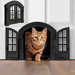 Purrfect Portal French Plastic Interior Cat Door, Black, Large