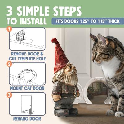 Show full view: Purrfect Portal Gnome Plastic Interior Cat Door, White, Large slide 4 of 7