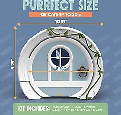 Purrfect Portal Gnome Plastic Interior Cat Door, Blue Green, Large slide 2 of 6
