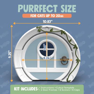 Show full view: Purrfect Portal Gnome Plastic Interior Cat Door, Blue Green, Large slide 6 of 7