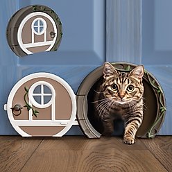 Purrfect Portal Gnome Plastic Interior Cat Door, Brown Green, Large