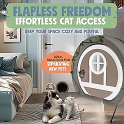 Purrfect Portal Gnome Plastic Interior Cat Door, Brown Green, Large slide 2 of 6