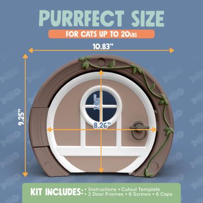 Show full view: Purrfect Portal Gnome Plastic Interior Cat Door, Brown Green, Large slide 6 of 7