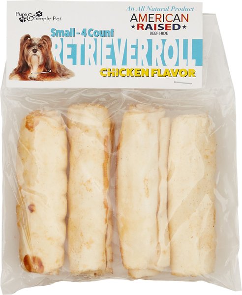 Pure & Simple Pet Chicken Flavored Rawhide Retriever Roll Dog Treat, Small, 4 count slide 1 of 6