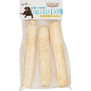 Pure & Simple Pet Chicken Flavored Rawhide Retriever Roll Dog Treat, Large, 3 count