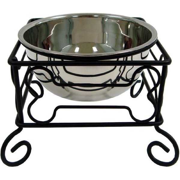 YML Wrought Iron Stand with Stainless Steel Dog Bowl, Large