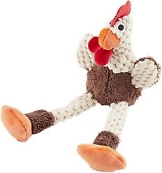 GoDog Checkers Chew Guard Rooster Squeaky Plush Dog Toy, Mini