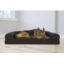 FurHaven Faux Fleece Orthopedic Bolster Cat & Dog Bed with Removable Cover, Coffee, Jumbo