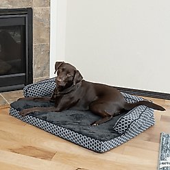 FurHaven Comfy Couch Orthopedic Bolster Dog Bed with Removable Cover, Diamond Gray, Large slide 1 of 9