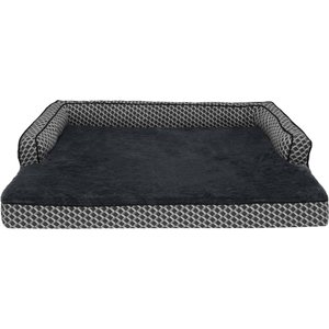 FurHaven Comfy Couch Orthopedic Bolster Dog Bed with Removable Cover, Diamond Gray, Jumbo