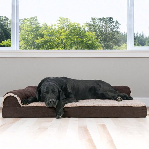 FurHaven Two-Tone Deluxe Chaise Orthopedic Dog Bed w/Removable Cover, Espresso, Jumbo slide 1 of 11