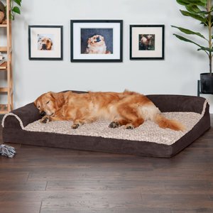 FurHaven Two-Tone Deluxe Chaise Orthopedic Dog Bed w/Removable Cover, Espresso, Jumbo
