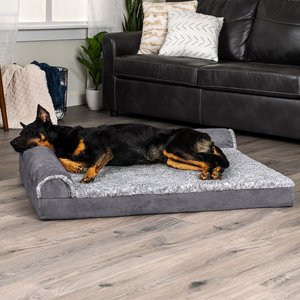 FurHaven Two-Tone Deluxe Chaise Orthopedic Dog Bed with Removable Cover, Stone Gray, Jumbo