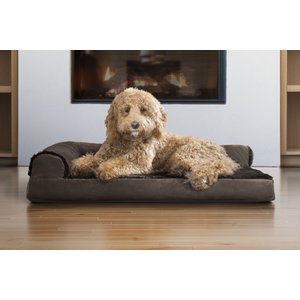FurHaven Plush Deluxe Chaise Orthopedic Cat & Dog Bed with Removable Cover, Sable Brown, Large