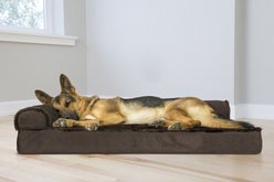 FurHaven Plush Deluxe Chaise Orthopedic Cat & Dog Bed with Removable Cover, Sable Brown, Jumbo