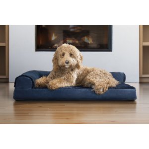 FurHaven Plush Deluxe Chaise Orthopedic Cat & Dog Bed with Removable Cover, Deep Sapphire, Large