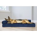 FurHaven Plush Deluxe Chaise Orthopedic Cat & Dog Bed w/Removable Cover, Deep Sapphire, Jumbo