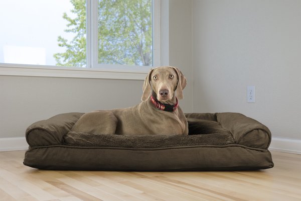 FurHaven Plush & Suede Bolster Dog Bed w/Removable Cover, Espresso, Jumbo slide 1 of 9