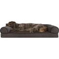 FurHaven Faux Fleece Memory Top Bolster Dog Bed w/Removable Cover, Coffee, Large