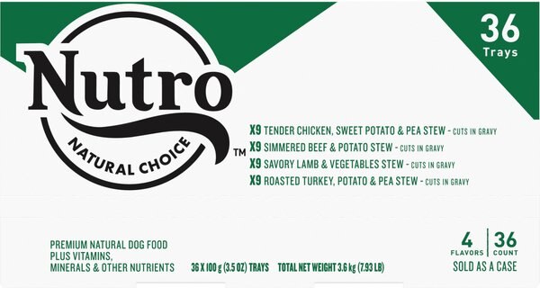 Nutro Grain-Free Beef, Chicken, Turkey & Lamb Stew Cuts in Gravy Variety Pack Dog Food Trays, 3.5-oz, case of 36 slide 1 of 9