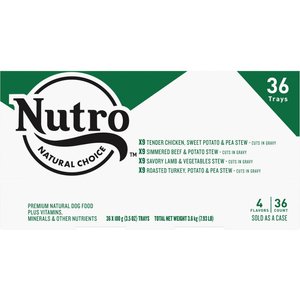 Nutro Grain-Free Beef, Chicken, Turkey & Lamb Stew Cuts in Gravy Variety Pack Adult Wet Dog Food, 3.5-oz tray, case of 36