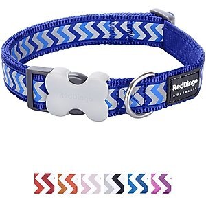 Red Dingo Ziggy Nylon Reflective Dog Collar, Zig Zag Dark Blue, X-Small: 7.9 to 12.6-in neck, 1/2-in wide