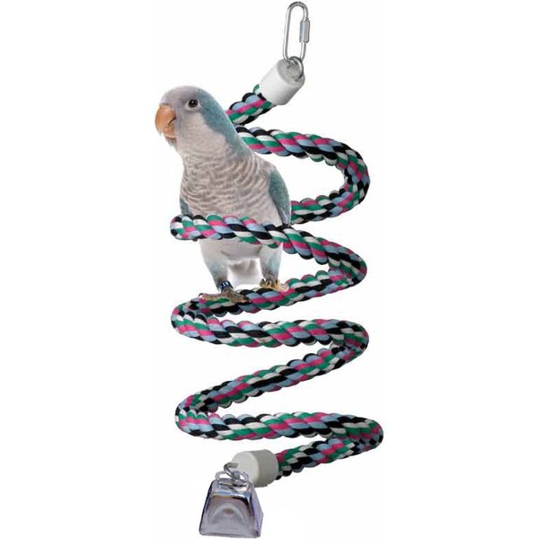 Bird Rope Perch Cotton Rope Parrot Perch With Bell Spiral Bird Toy For  African Greys Conure