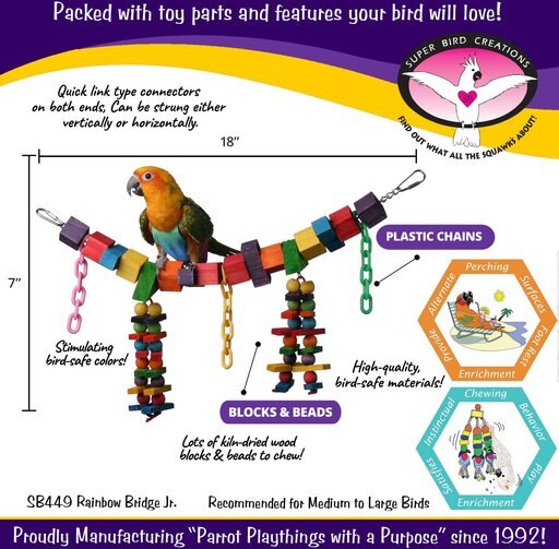 Super Bird Creations Rainbow Bridge Bird Toy, Medium/Large