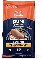 CANIDAE Grain-Free PURE Limited Ingredient Chicken, Lentil & Potato Recipe Dry Dog Food, 4-lb bag