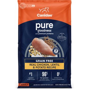CANIDAE Grain-Free PURE Limited Ingredient Chicken, Lentil & Pea Recipe Dry Dog Food, 22-lb bag